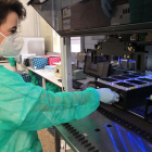 Microbiòlegs verificant el procés de proves PCR urgents.