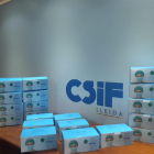 Mascarillas que ha donado el Csif esta semana para los funcionarios.