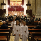 Celebración en la Catedral Nova de Lleida de la fiesta de la Mare de Déu del Blau, ayer.