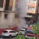 Imatge del foc d’ahir a la tarda a la ciutat de Lleida.