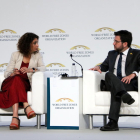 La ministra Montero i el vicepresident Aragonès, el 2019.
