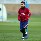 Leo Messi durant l’entrenament del primer equip del Barça en la Ciutat Esportiva.