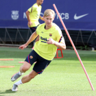 Frenkie de Jong, durant l’entrenament del FC Barcelona.