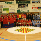 Els equips de la Damm –centre–, l’Osasuna –esquerra– i el Girona –dreta– van conformar el podi del torneig.