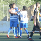 Els jugadors de l’Albagés celebren un dels gols en el partit de dissabte contra el Pardinyes B.