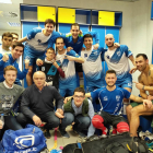 El equipo listado celebró el brillante empate en el vestuario del Palau Blaugrana.