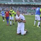 Zotko reza tras un partido en el que el Elche tenía cerca ya el ascenso a Segunda la pasada campaña.