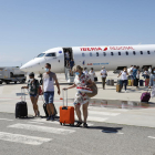 Imagen del viernes de los primeros pasajeros llegados de Palma. 