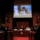 Carles Puigdemont, ahir, durant la seua compareixença per videoconferència en la comissió del 155.
