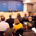 La reunió entre alcaldes de municipis fruiters i representants d'organitzacions agràries amb el delegat del Govern a Lleida, Ramon Farré, i el delegat territorial d'Agricultura, Ferran de Noguera.