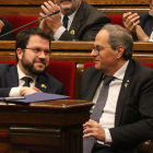 Aragonès i Torra en una sessió al Parlament.