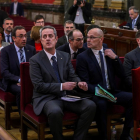 La cúpula de l’1-O, asseguda al banc dels acusats del TS el primer dia de judici, el 12 de febrer del 2019.