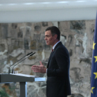 El presidente del Gobierno español, Pedro Sánchez, ayer, presentando el plan de recuperación.