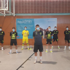 Los jugadores del Lamsauto Futsal Lleida, antes de la sesión