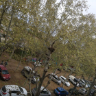 Imagen de la calle Xavier Puig Andreu el pasado sábado, con varios coches aparcados en la zona verde.