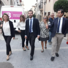 El president del PP, Pablo Casado, al municipi mallorquí de Sant Llorenç, ahir.