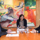 Mariano Soriano, María José Rienda i Gerard Figueras, ahir durant la reunió al CSD.
