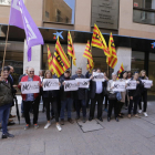 Concentració contra l’ERO de CaixaBank a Lleida, a l’abril.