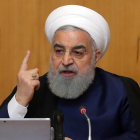 El president iranià, Hassan Rouhani, durant l’anunci.