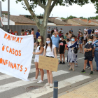 Imagen de la manifestación contra el confinamiento esta tarde en Lleida.