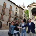 Los candidatos de Solsona: Encarna Tarifa (PSC), Pilar Viladrich (CUP), David Rodríguez (ERC) y Marc Barbens (JxCAT).