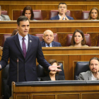 El president del Govern espanyol, Pedro Sánchez, durant la sessió de control al Congrés.