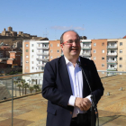 El primer secretari del PSC, Miquel Iceta, ahir atenent la premsa a la terrassa de la Llotja.
