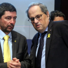 El president de la Generalita, Quim Torra, junto al presidente de la Cambra de Barcelona, Joan Candell.