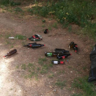 Imagen de botellas tiradas por el suelo el Miralcamp.