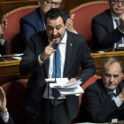 Matteo Salvini durant la intervenció al Senat italià.