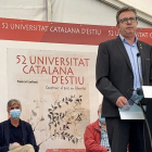 El presidente de la Diputación de Lleida, Joan Talarn, durante su intervención a la inauguración de la 52.ª edición de la UCE en Prada de Conflent.