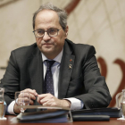 El president de la Generalitat, Quim Torra, ayer, en la reunión semanal del Consell Executiu.