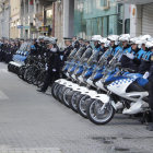 Motoristas de la Guardia Urbana de Lleida durante la celebración de la fiesta de Santa Cecília.