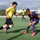 Una acció del partit entre el Barça Juvenil i el Lleida.