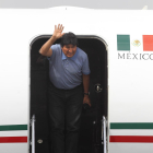 El expresidente de Bolivia, Evo Morales, a su llegada a México. 