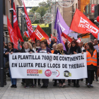 Imagen de la cabecera de la protesta de ayer en Rubí.