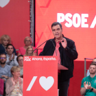 Sánchez, ayer, durante un acto de partido en Alcorcón.