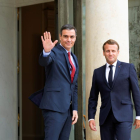 Pedro Sánchez i Emmanuel Macron, ahir a París.