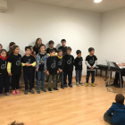 Niños de la escuela de música de Arbeca, en el acto de inauguración el pasado 7 de febrero.