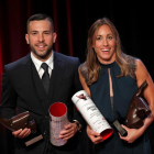 Jordi Alba i Jessica Vall, ahir amb el premi que van rebre.