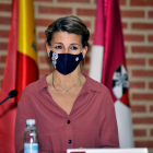 La ministra de Trabajo, Yolanda Díaz, ayer durante un acto en las Islas Canarias.