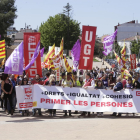 Imatge de l’última manifestació conjunta d’UGT i CCOO amb motiu del passat Primer de Maig.