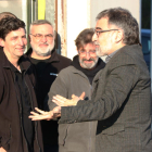 Jordi Cuixart, presidente de Òmnium Cultural, llega a la empresa Aranow en su primer permiso para trabajar y hacer voluntariado.