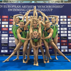 El equipo español de Natación Artística, que ayer se colgó dos medallas en la Copa de Europa.