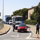 Un control dels Mossos d’Esquadra ahir a la carretera N-240 al terme municipal de Torregrossa.