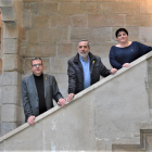 Ardanuy, en el IEI con el presidente de la Diputación, Joan Talarn, y la vicepresidenta Estefania Rufach.