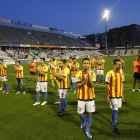 El Lleida lució la camiseta de la senyera en 2017, tras un partido ante el Saguntino, tras prohibirle llevarla la Federación Española.