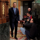 El presidente del Gobierno, Pedro Sánchez, a su llegada el miércoles al pleno del Congreso.