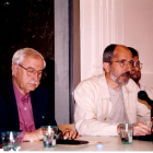 Vallverdú y Aloy, en 1999 en una presentación en Manresa de la primera biografía del escritor leridano.