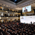 Momento de la intervención de ayer de Emmanuel Macron en Múnich.